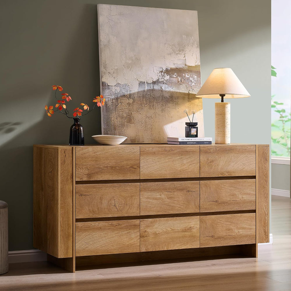 OKD 63" Modern 9 Drawer Dresser for Bedroom, 20" Depth for More Sto...