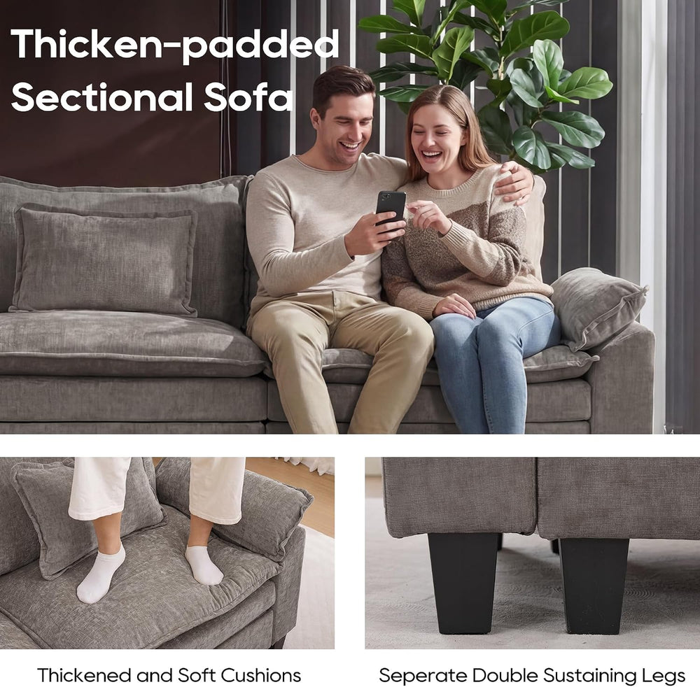 URRED Oversized Modular Sectional Sofa，Gray：122" U Shaped