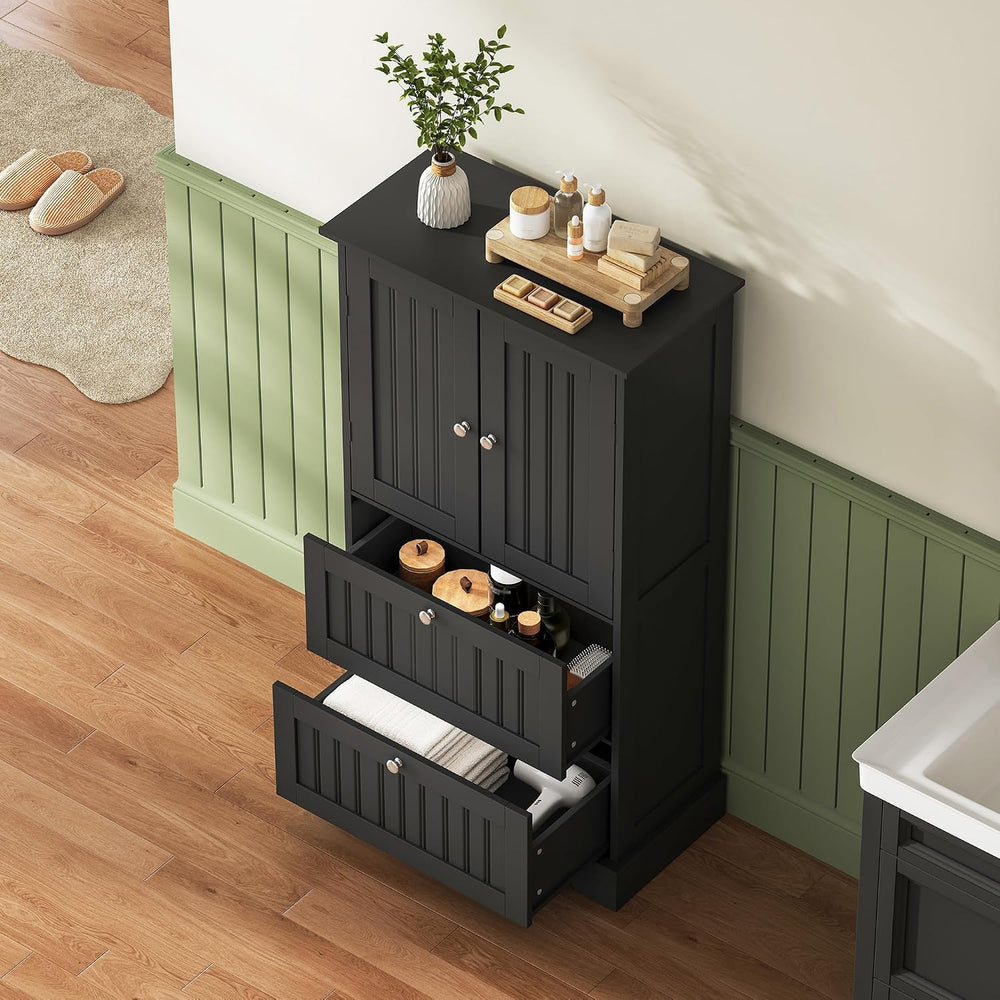 Treocho Bathroom Floor Cabinet with 2 Drawers and Adjustable Shelf