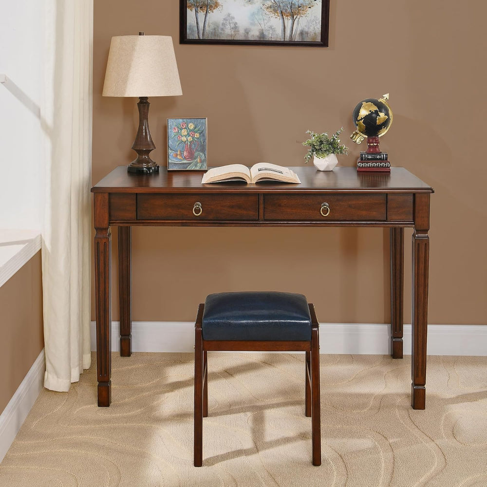 Computer Writing Desk with 2 Storage Drawers, 46"W French Provincial Cor...