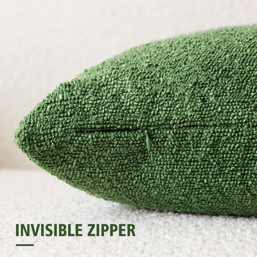 Foindtower Decorative Textured Boucle Throw Pillow Cover 26x26 Forest Green