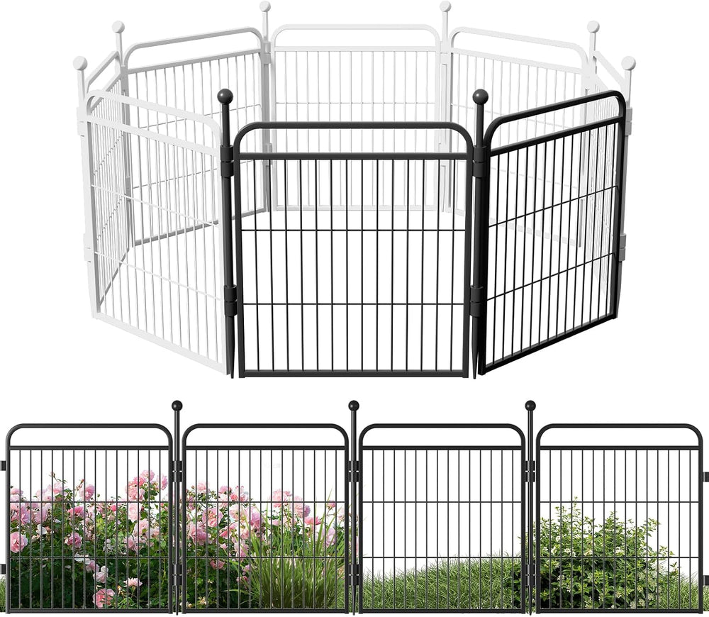 Decorative Garden Fence 24in(H) x44in(L), Thicken 2 Panels Metal No Dig Outdo...