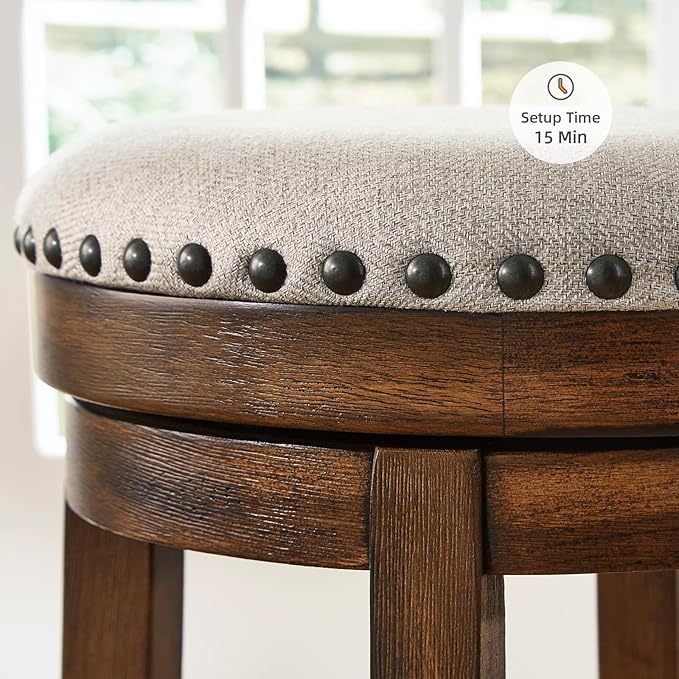 Signature Design by Ashley Valebeck 24" Counter Height Upholstered Swivel Stool, Brown & Black