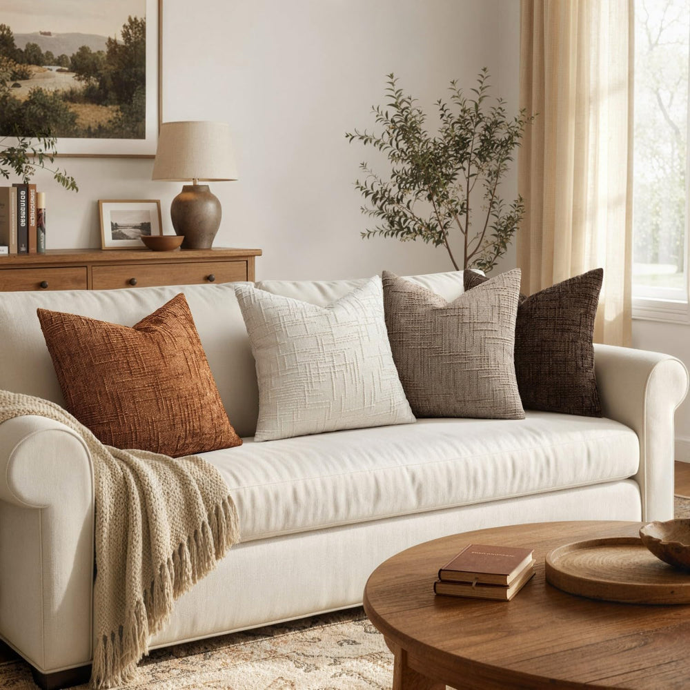 MIULEE Texture Chenille Decorative Throw Pillow Covers Brown 18x18