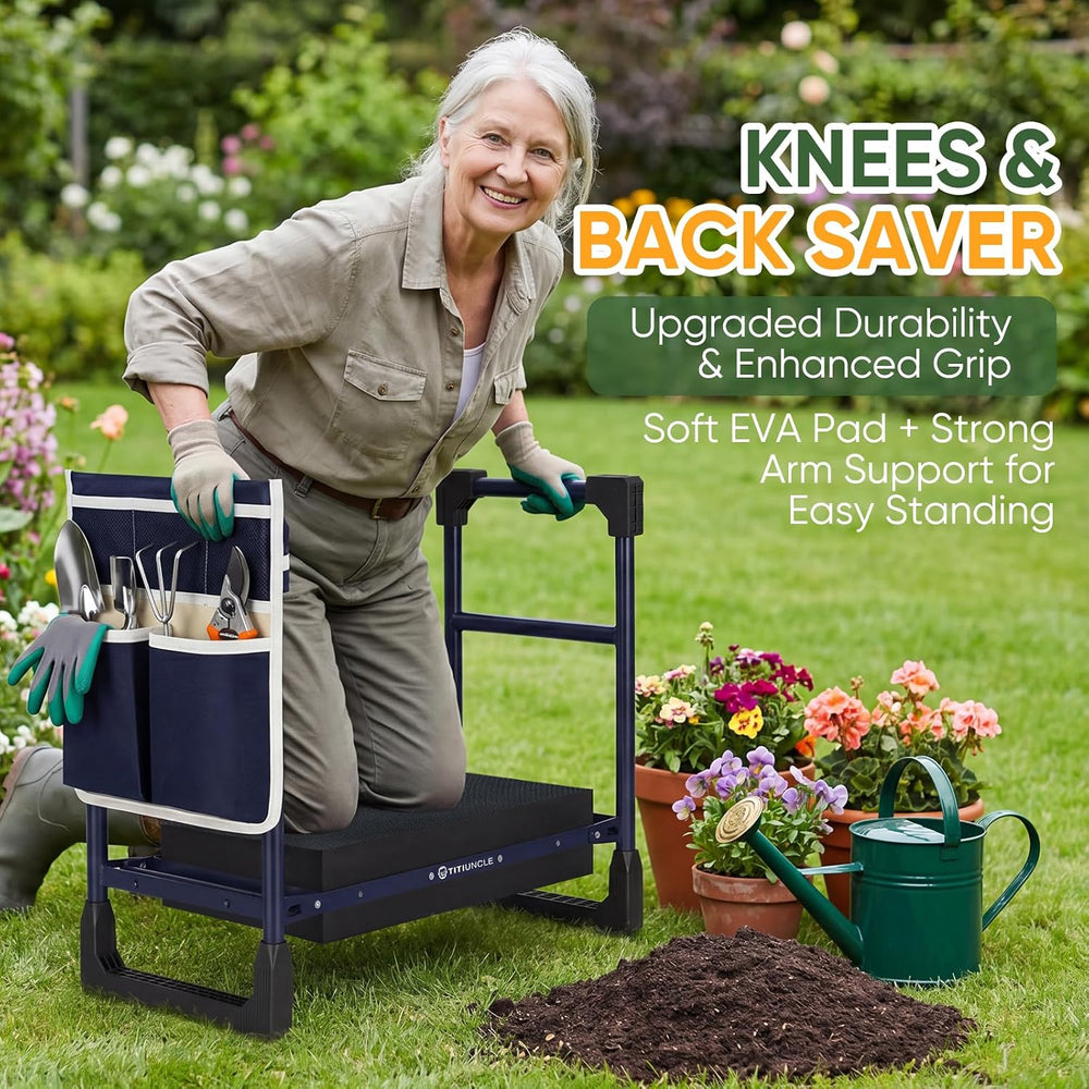 Garden Kneeler and Seat, Heavy Duty Foldable w/Soft Kneeling Pad