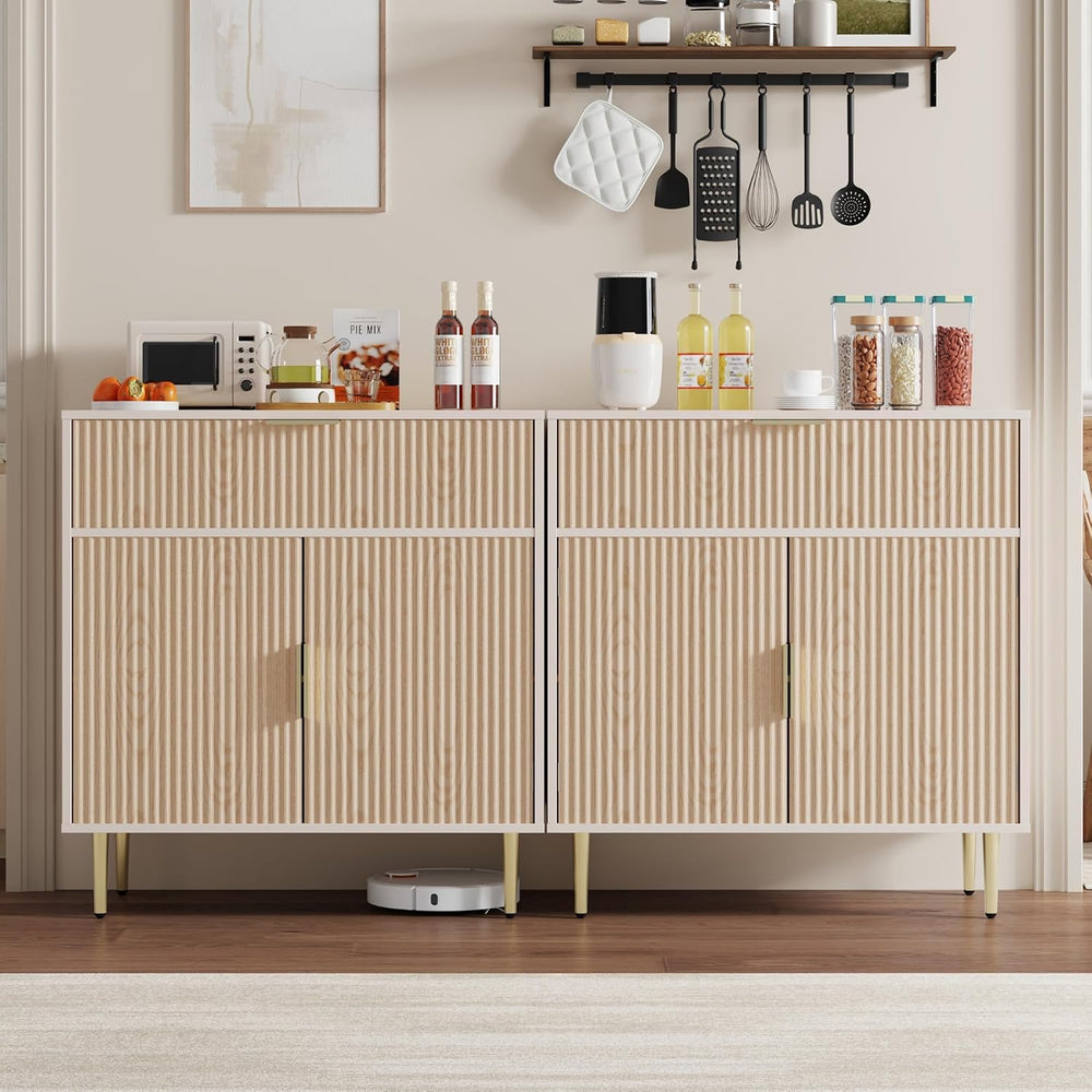 Housoul Sideboard Buffet Cabinet with 2 Doors and Large Drawer, Oak