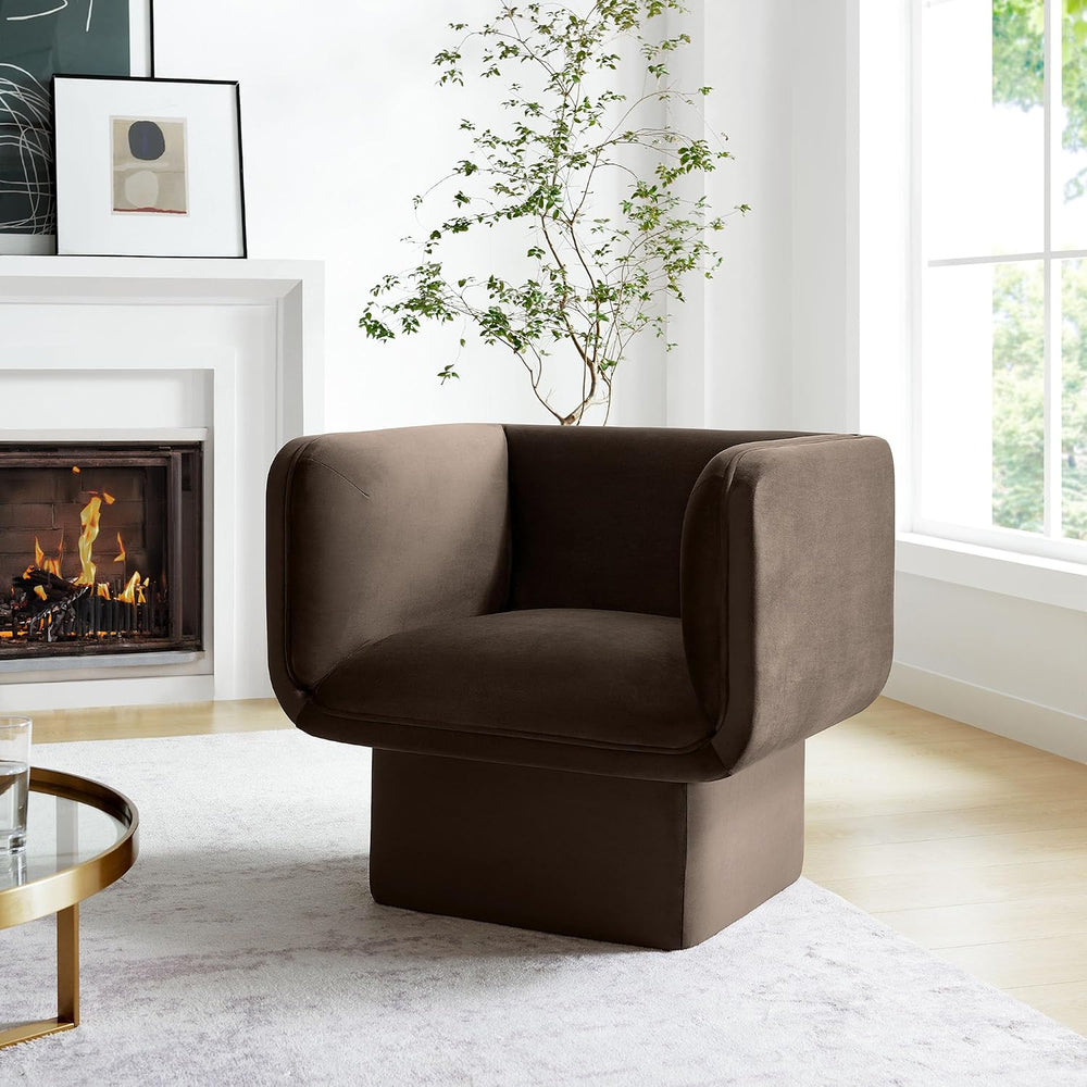 Modway Tate Performance Velvet Accent Chair in Chocolate Brown - Upholstered ...