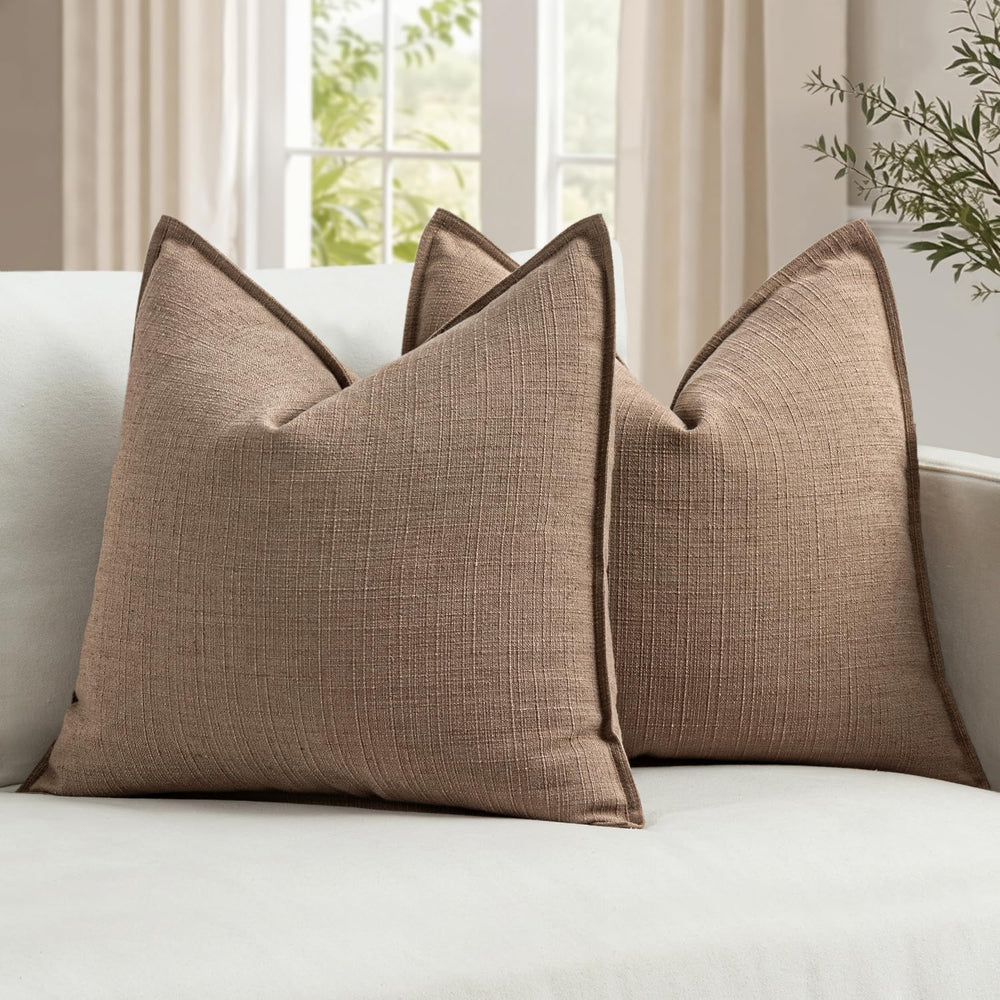 MIULEE Thick Textured Euro Sham Throw Pillow Covers 26x26 Inch Coco Brown