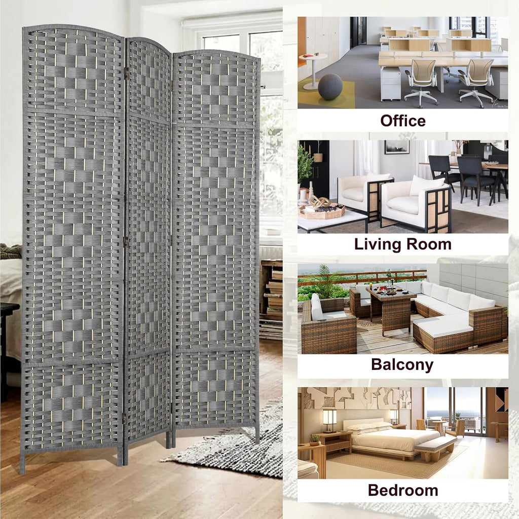 RHF Room Divider Panel,Partition Room Dividers,3 Panel Privacy Screen,Grey