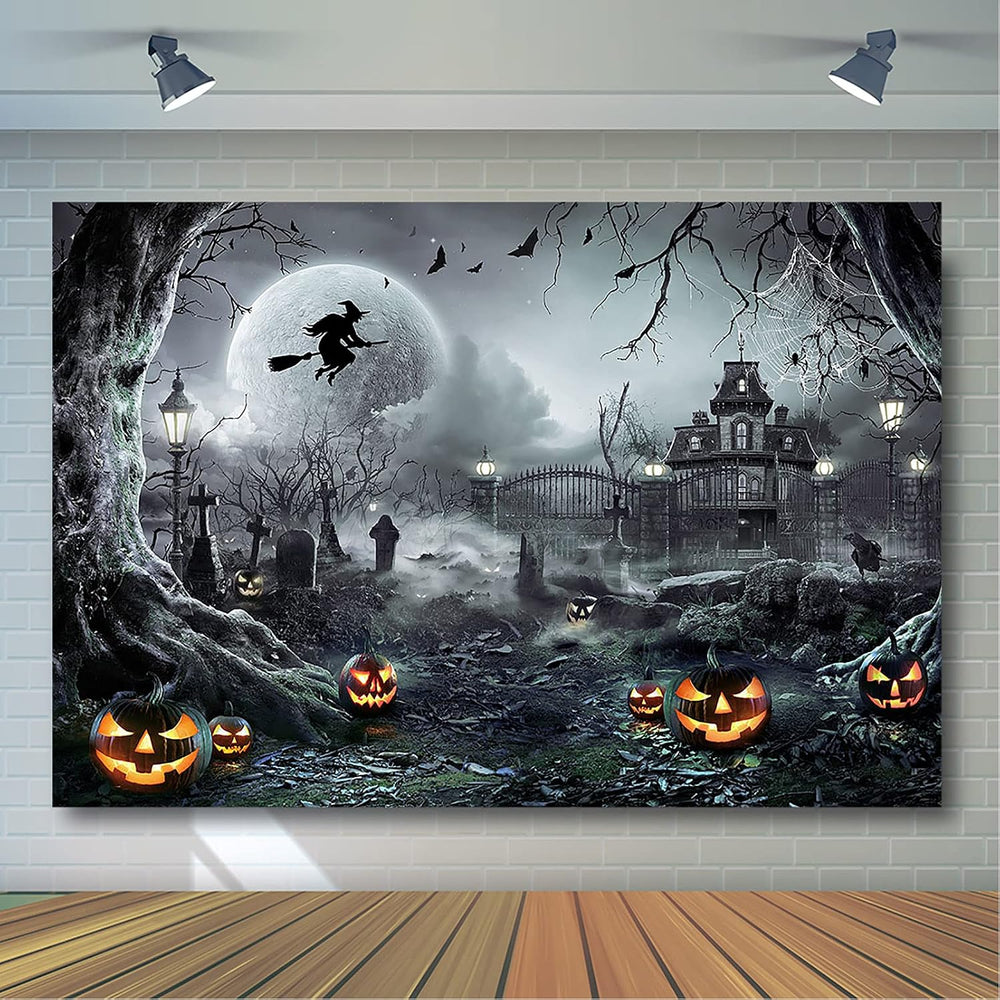 Avezano 10x7ft Gray Halloween Backdrop Spooky Photography Background