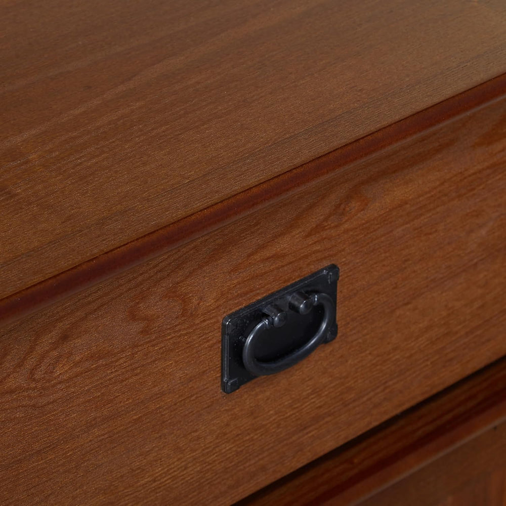 Mission Corner Cabinet with Drawer, Double Doors & Elegant Black Metal Ha...