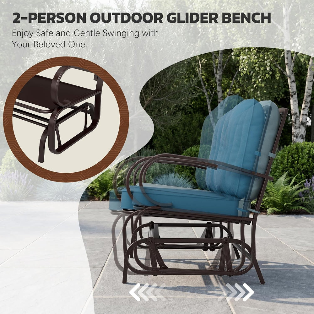 Crownland Outdoor Patio Glider Chair, Rocking Glider Bench for 2 Person, Porc...