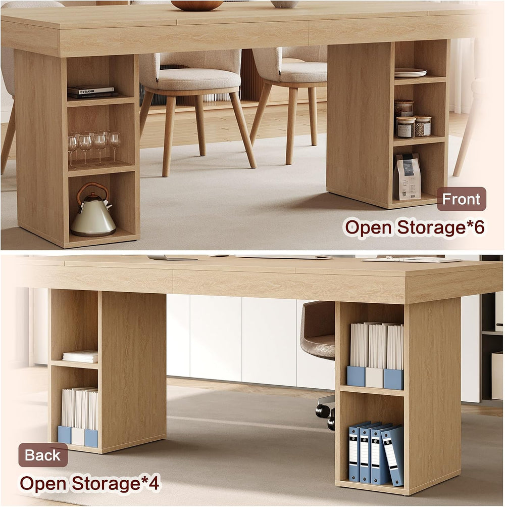 IDEALHOUSE 71” Executive Desk with Cabinet Storage, Farmhouse Home Office Des...