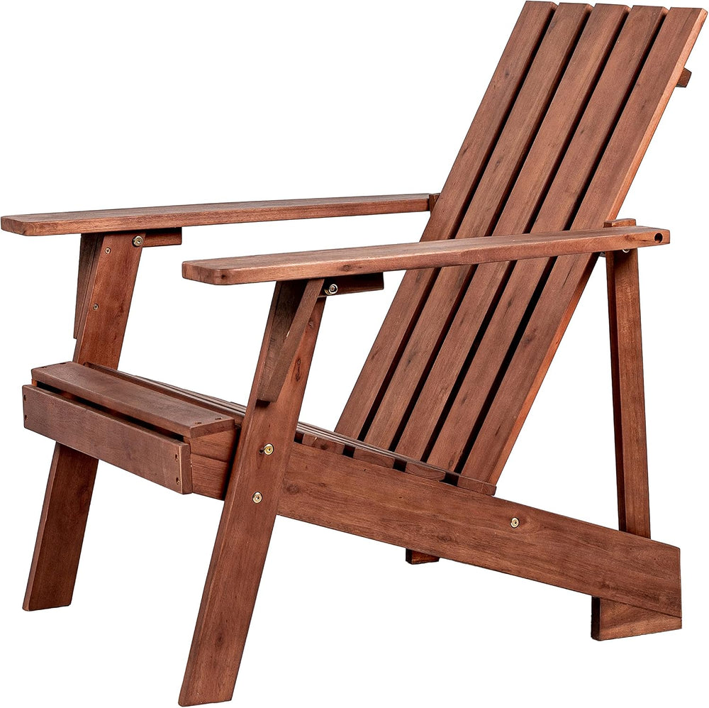 JONATHAN Y Irving 32" Solid Acacia Wood Adirondack Chair, Dark Brown