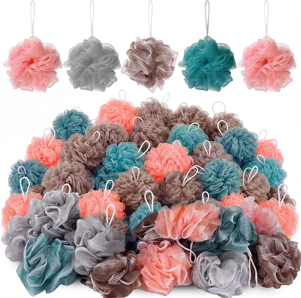 CHENGU 80 Pcs Loofah Bulk Sponges Bath Travel Size for Spa, 4 Novel Colors
