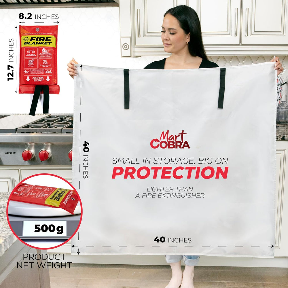 Mart Cobra Emergency Fire Blanket for Home & Kitchen 4-Pack Safety