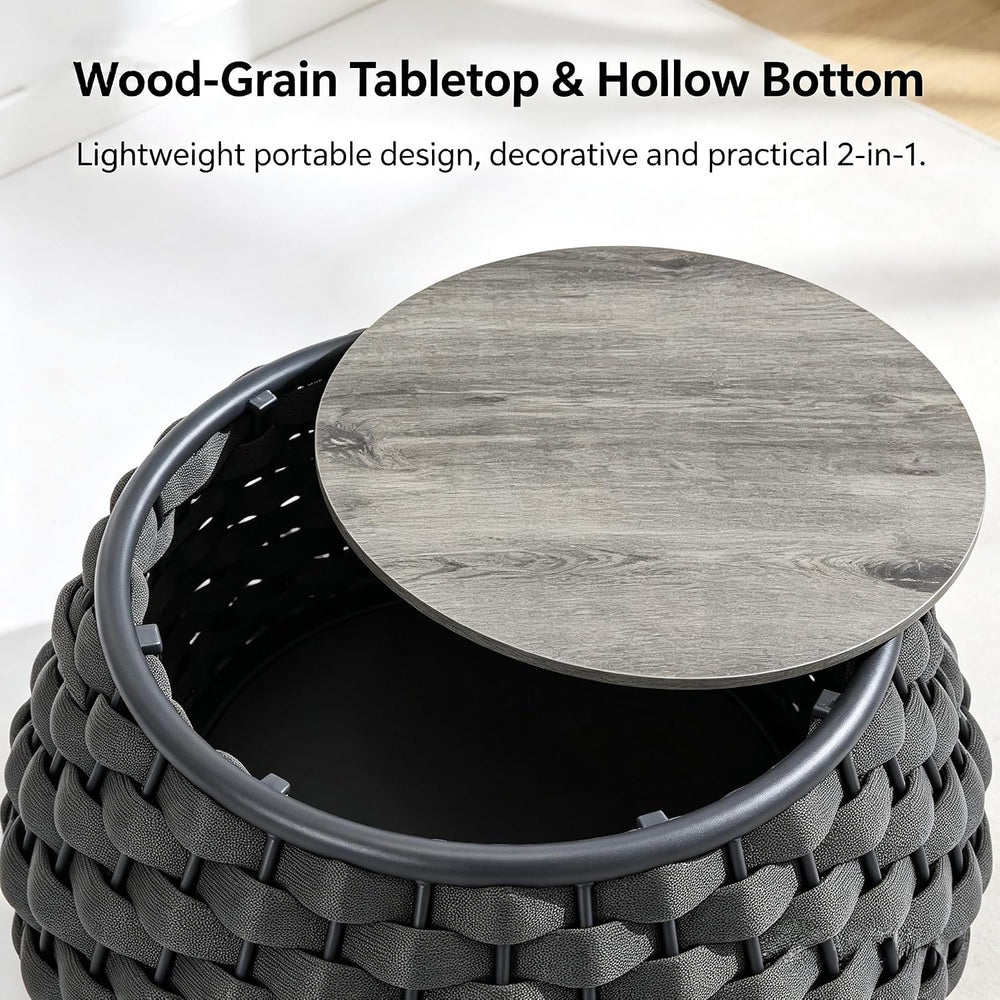 YDcosyfy Large Round Outdoor Side Table, 28 Inches Patio End Table with Remov...