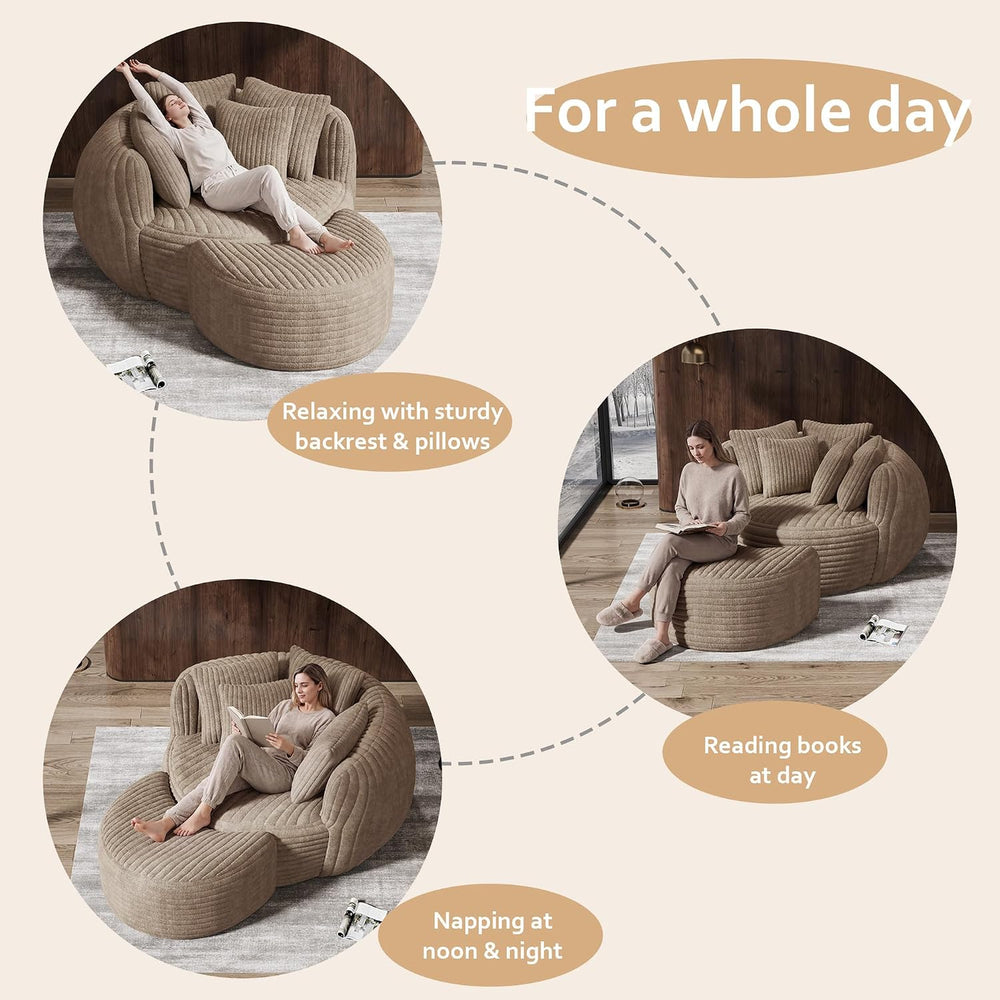 50.5" W x 67" D Oversized Chaise Lounge Chair with Ottoman,Light Camel