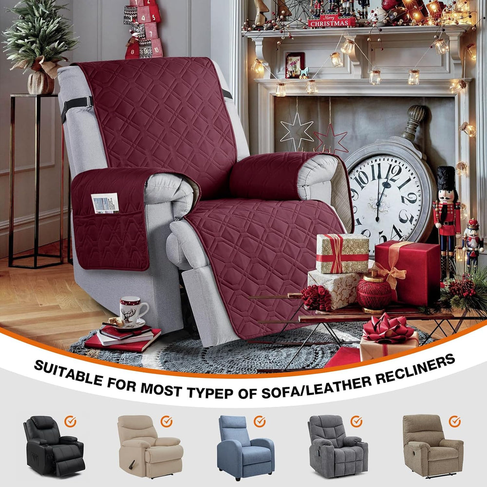 VANSOFY 100% Waterproof Recliner Chair Covers Washable, Burgundy, 30"