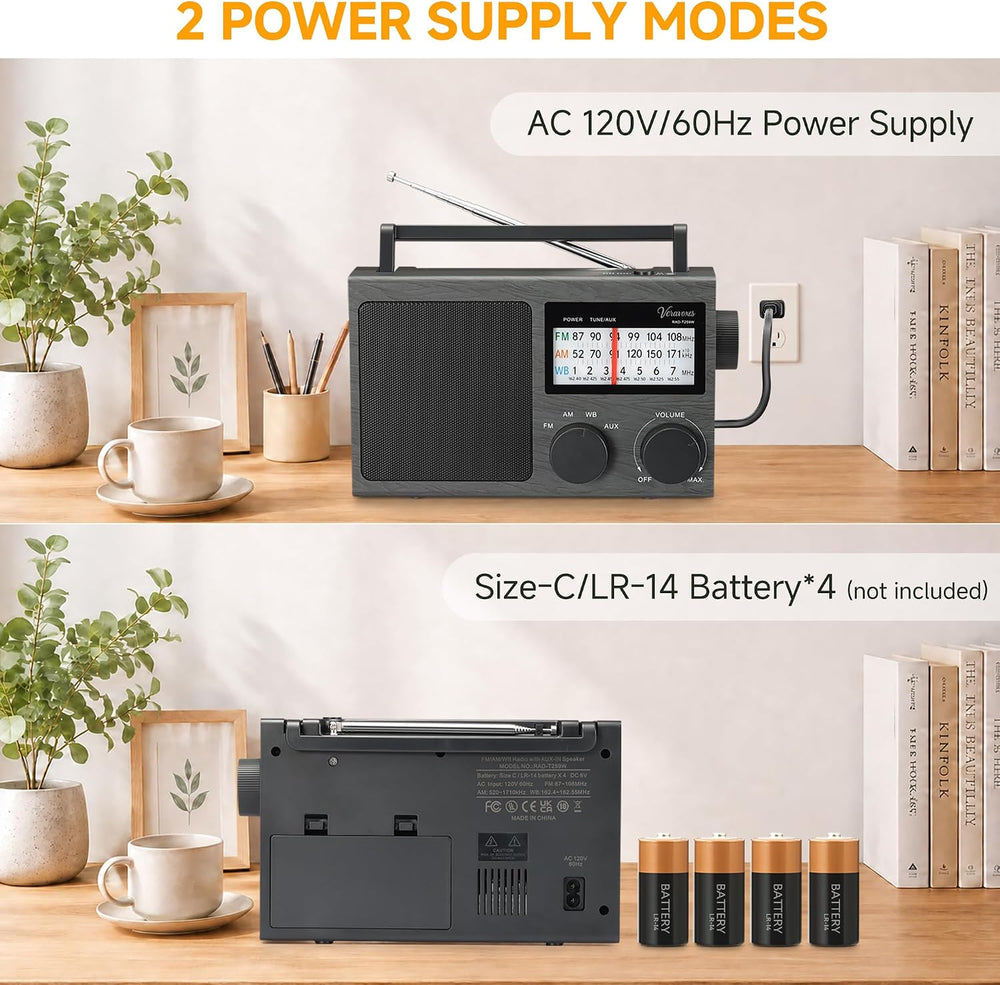 Portable NOAA Weather AM FM Radio AC & Battery Powered