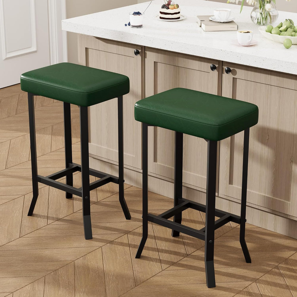 Garvee Bar Stools Set of 2, 24 Inch Counter Height Bar Stools, Green
