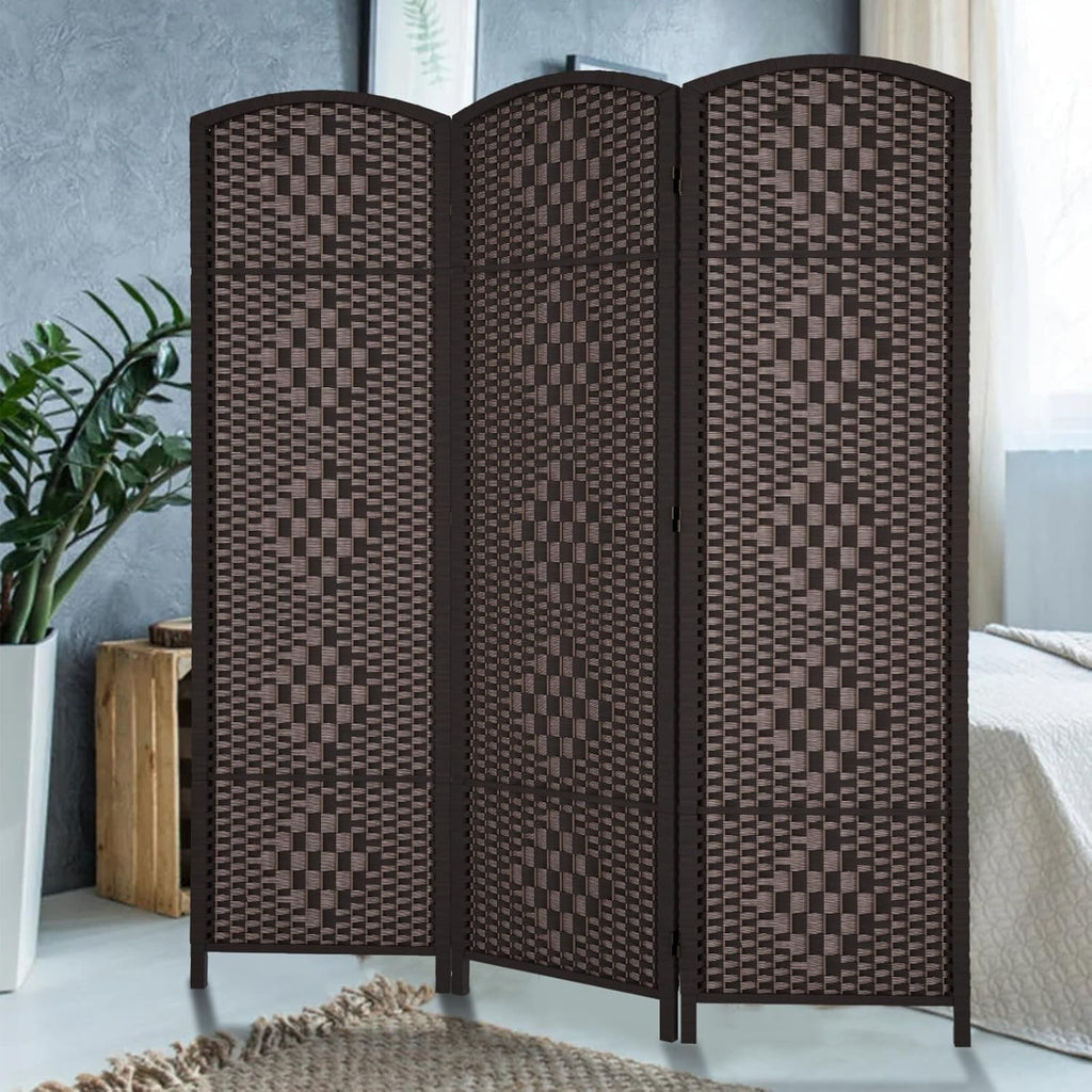RHF Room Divider Panel,3 Panel Partition Room Dividers Screen, Dark Coffee