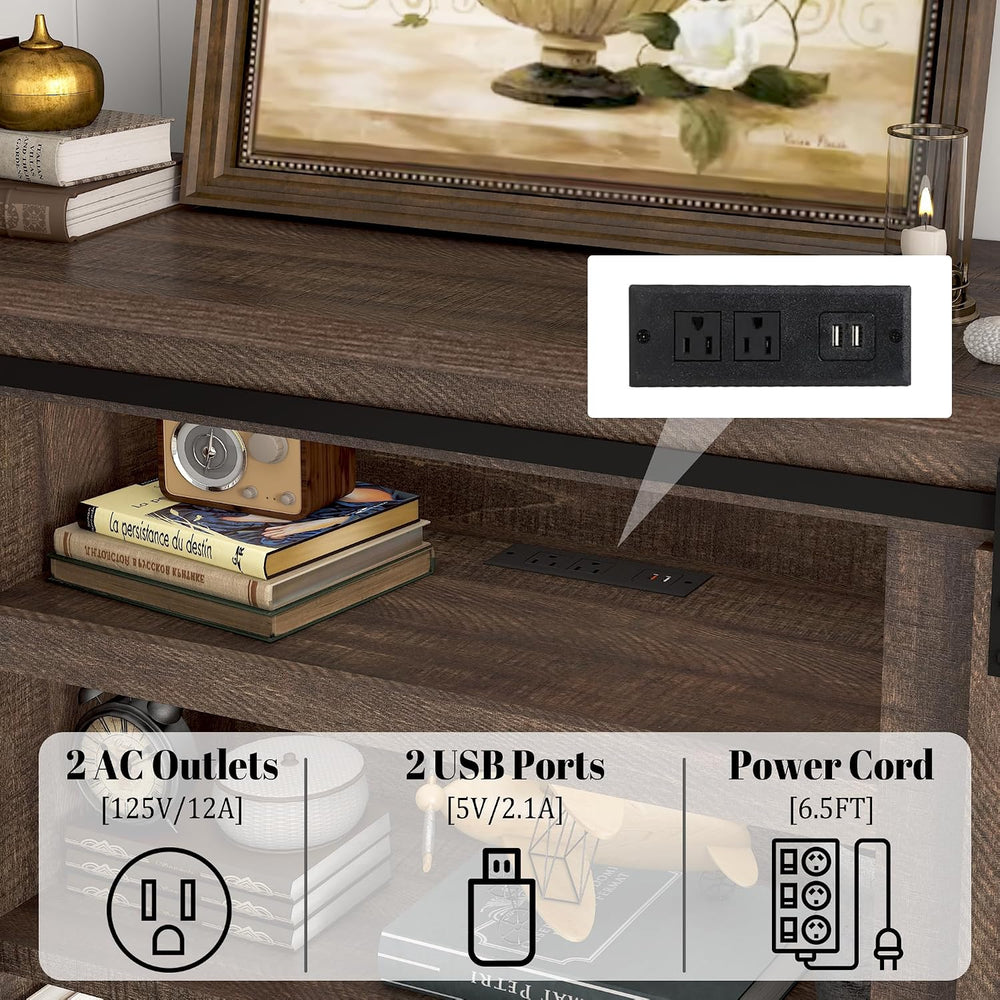 Hlivelood 66" Farmhouse TV Stand for 75 Inch TV, 33" Tall Entertain...