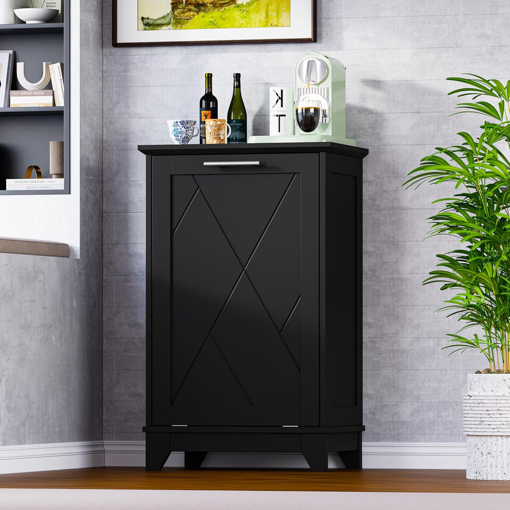 BORNOON Tilt Out Trash Can Cabinet, Hidden Trash Can Cabinet with Odor Contro...
