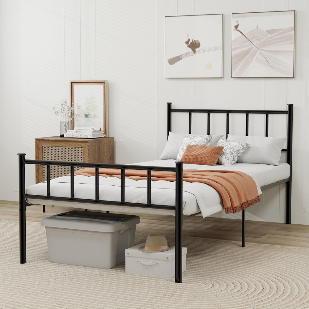 Metal Platform Twin Size Bed Frame, Black