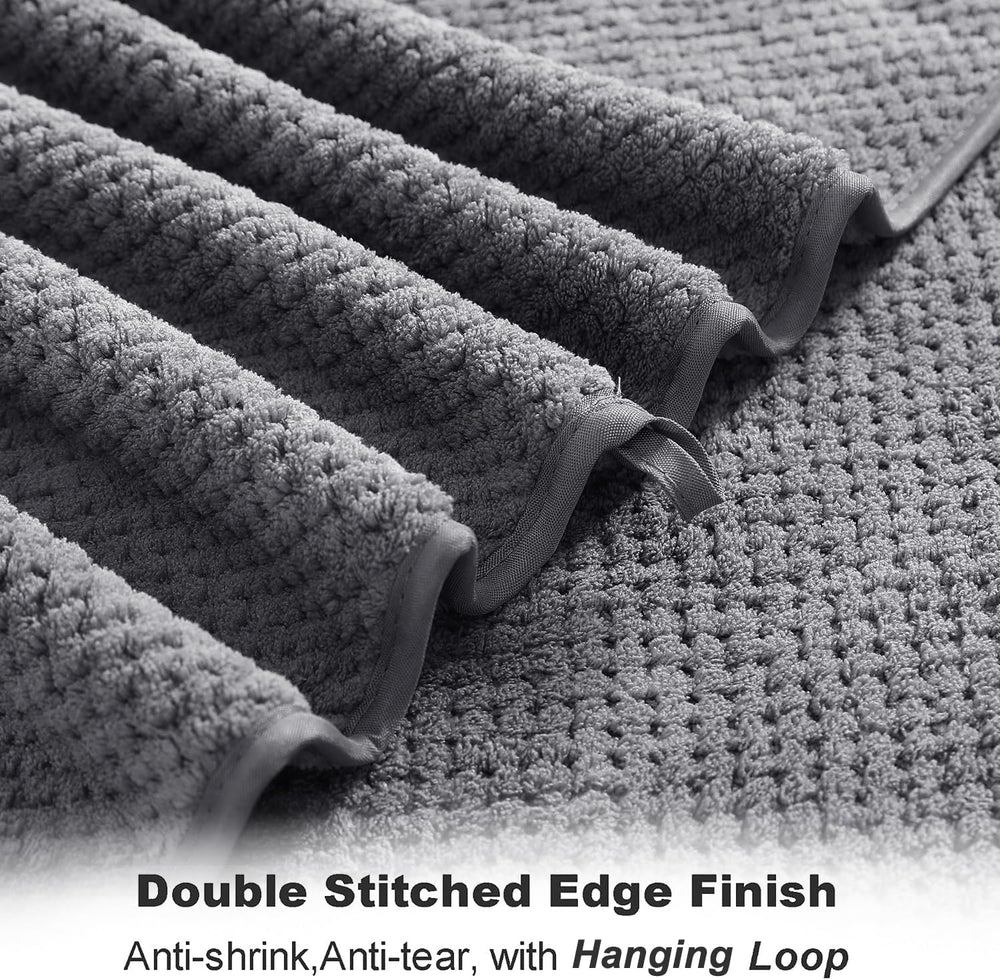 8-Piece Gray Bath Towel Set, 2 Extra Large Bath Towel Sheets, 2 Hand Towels a...