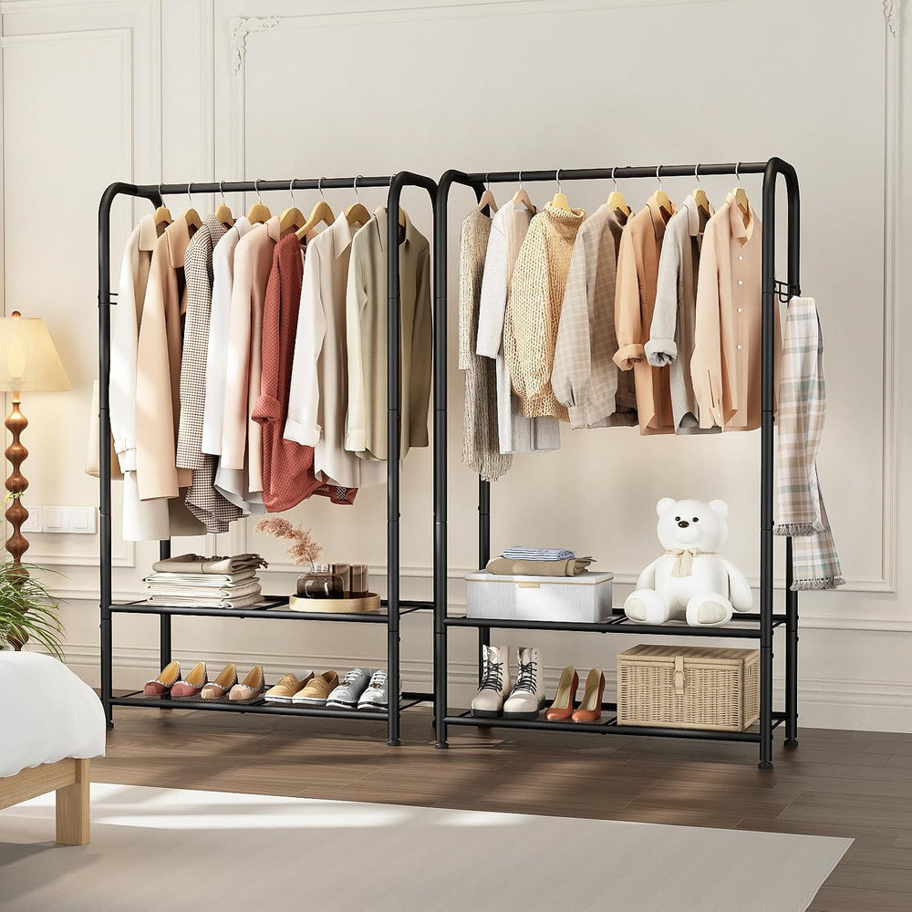 SINGAYE Wardrobe Standing Closet Clothing Rack With Shelf Hanging Clothes