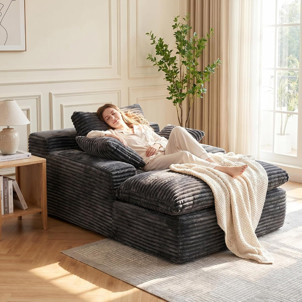 67" Oversized Boneless Chaise Lounge Chair Indoor, Grey