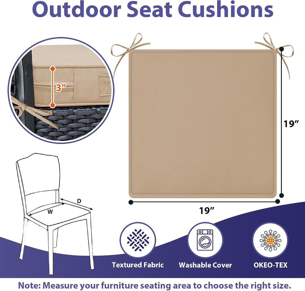 IPYNBAP Outdoor Chair Cushions Set of 4 -Waterproof Outdoor Seat Cushions for...