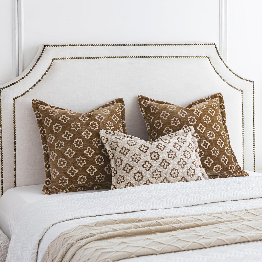 1 Piece Luxury Chenille Lumbar Pillow Cover, 13x20 in,Coffee Brown
