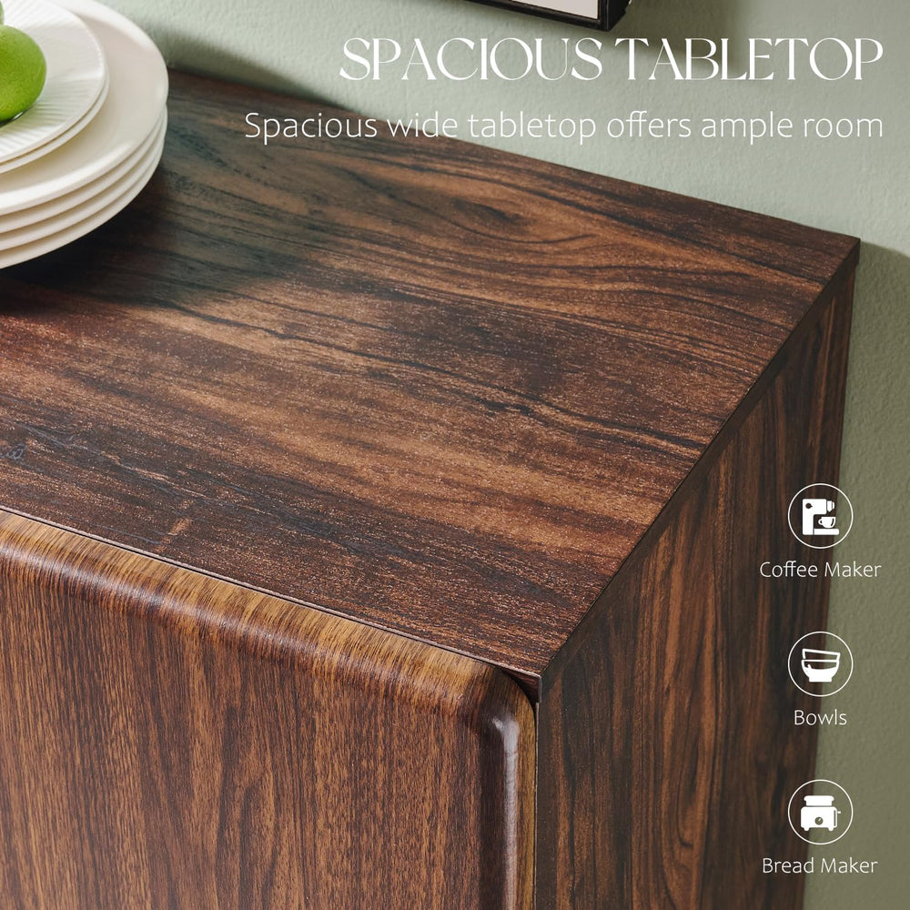 Sideboard Buffet Cabinet with Storage, 92.1" W Modern Credenza w/Adjusta...
