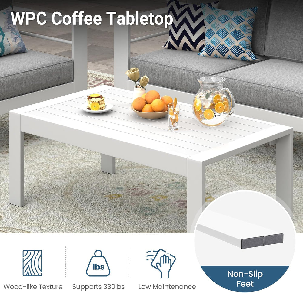 Wisteria Lane Aluminum Outdoor Furniture Patio Coffee Table, All-Weather Outd...