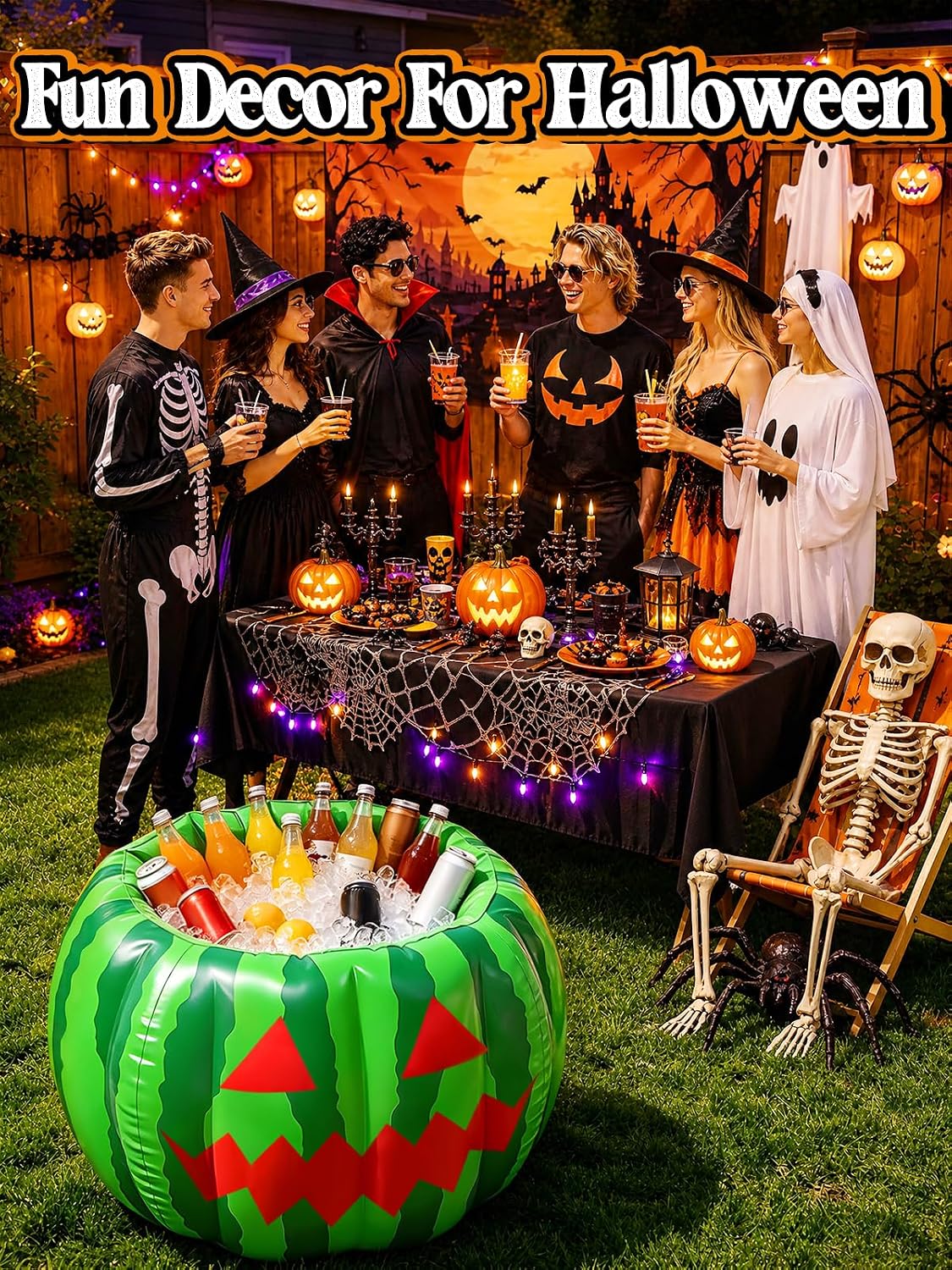 Cosweet Halloween Watermelon Ice Bucket for Party Supplies Drinks, 30"x20"