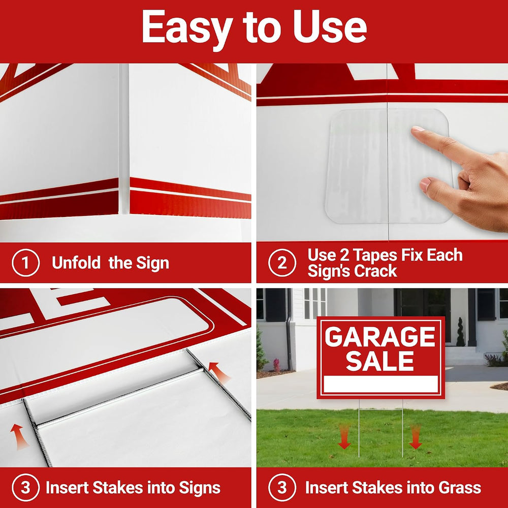 6 Pcs Garage Sale Signs with Stakes, Extra-Large Foldable Garage Sale Signs 2...