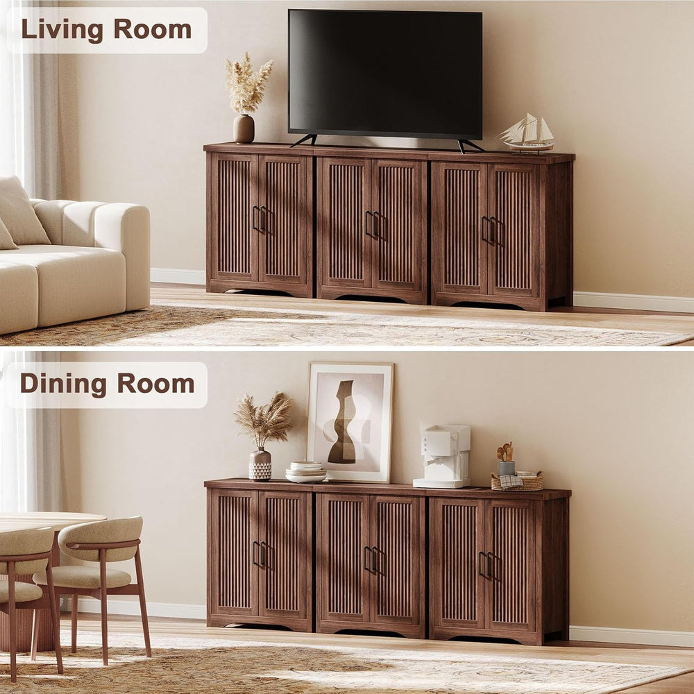 Memobarco Fluted Sideboard Buffet Cabinet with Storage 29.84",Walnut