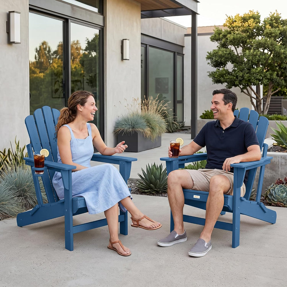 Oversized Folding Adirondack Chair 2PC, HDPE Fire Pit Chair W/400 LBS