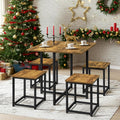 Yaheetech, Kitchen Table and Chairs Set for 4, Space Saving, Rustic Brown