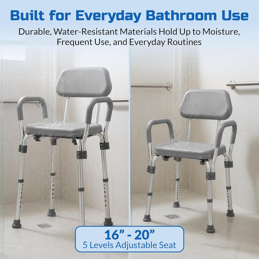 Platinum Health Padded Shower and Bath Chair with Armrests and Back, Comforta...