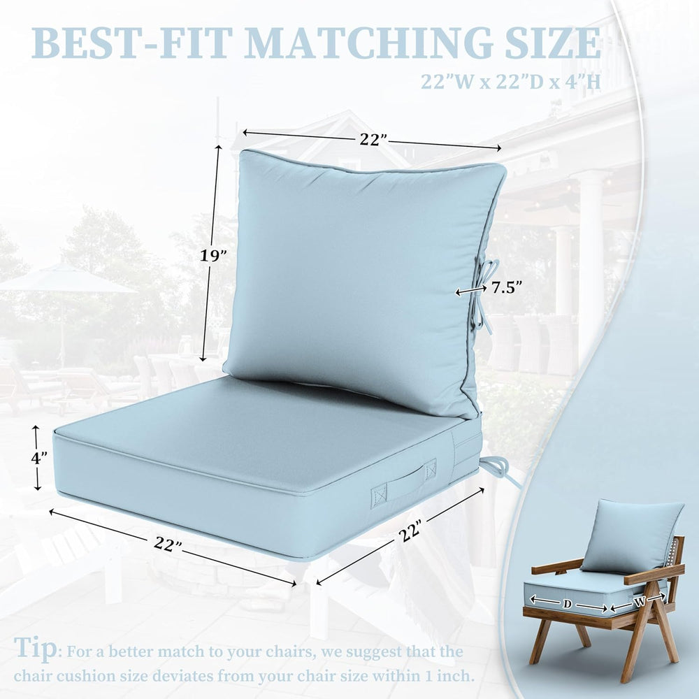 Outdoor Seat Cushions 22×22, Waterproof, for Patio Sofa Chairs, Sky Blue