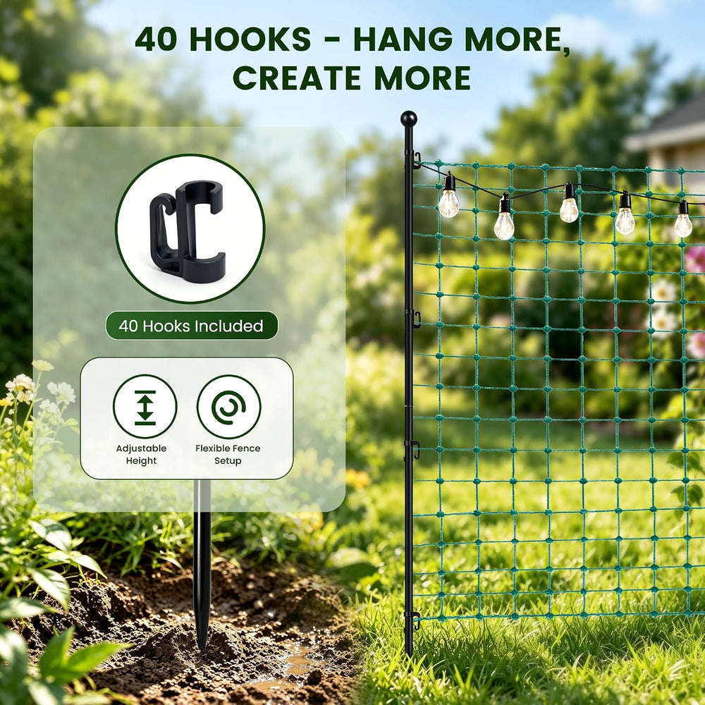 4FT Metal Fence Posts 10 Pack, Sturdy Steel Garden Fence Post