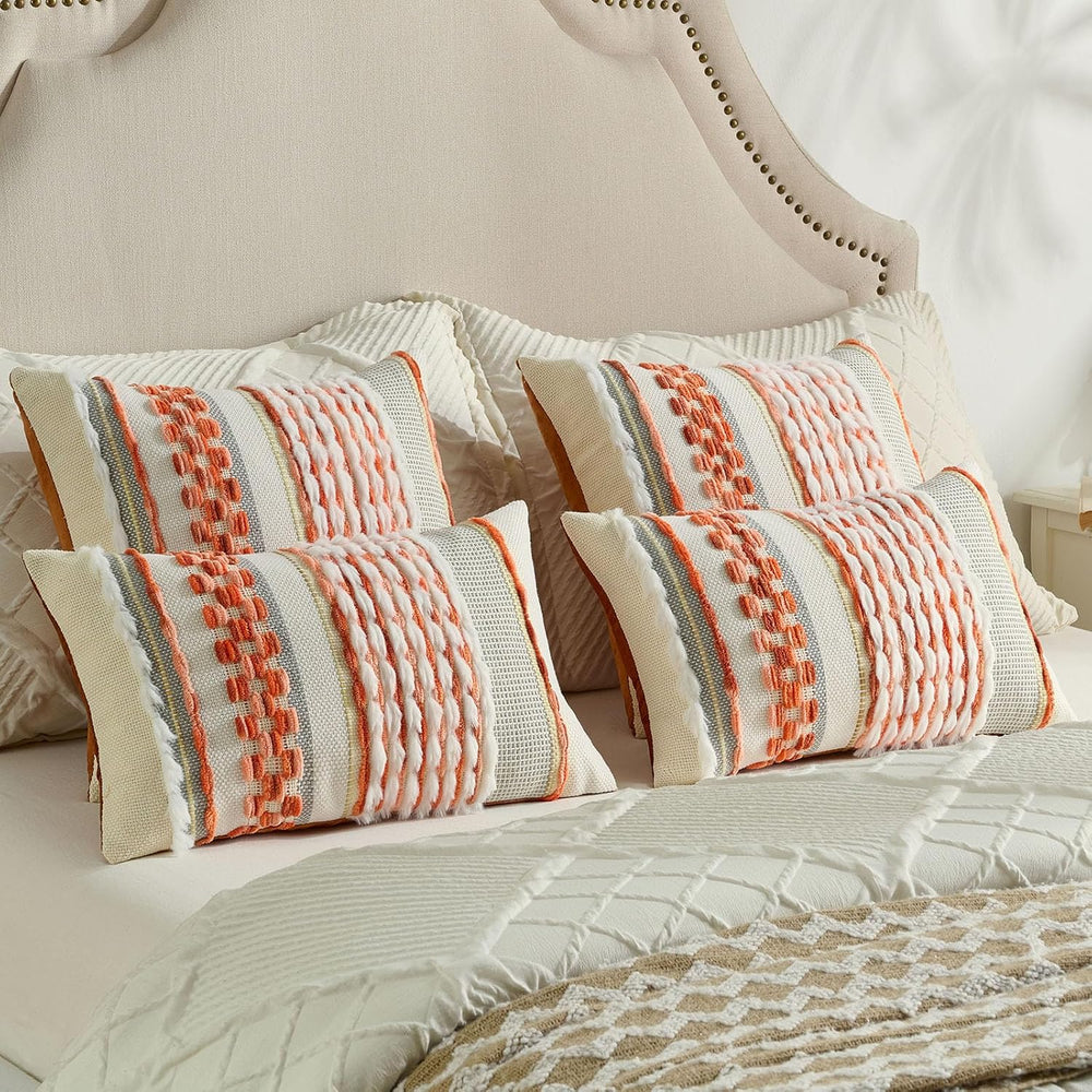FUTEI 2 Pack Tufted Throw Pillow Covers Covers 18x18 Inch,Orange