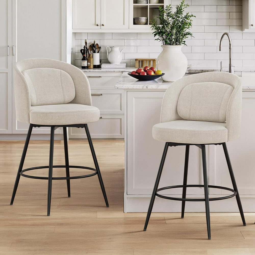 LUE BONA 26''H Swivel Bar Stools Set of 2, Counter Height Bar Stools ...