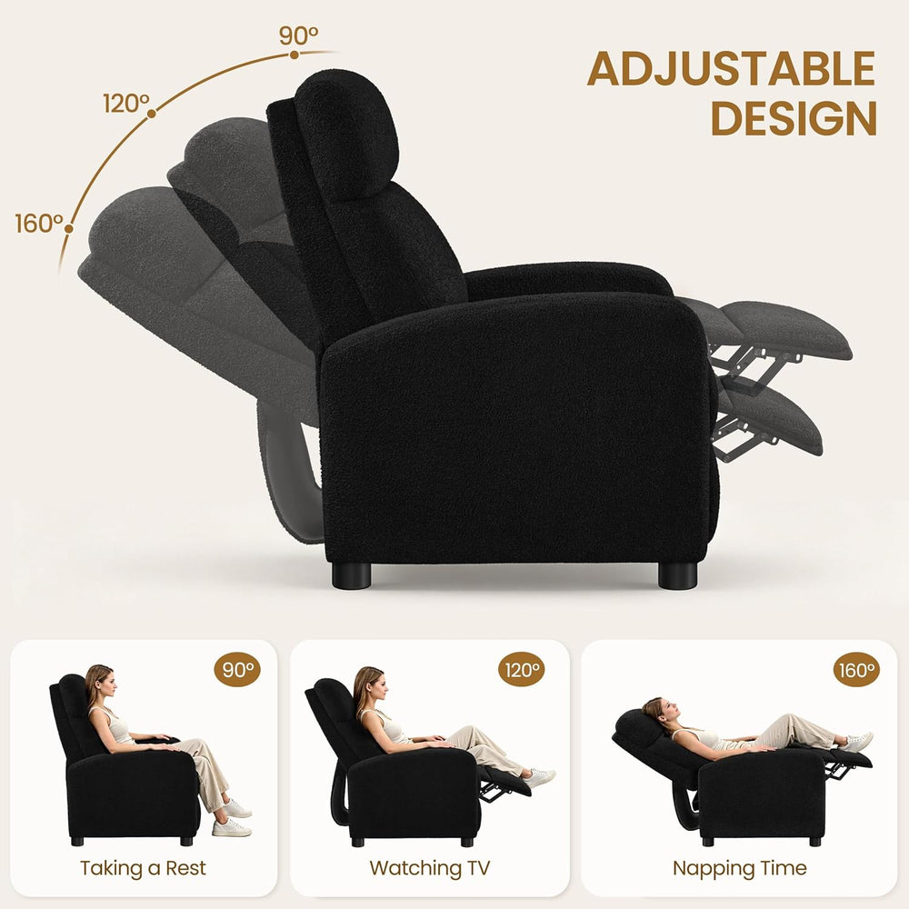 Yaheetech Recliner Chair with 3 Adjustable Angles Living Room Chairs Black