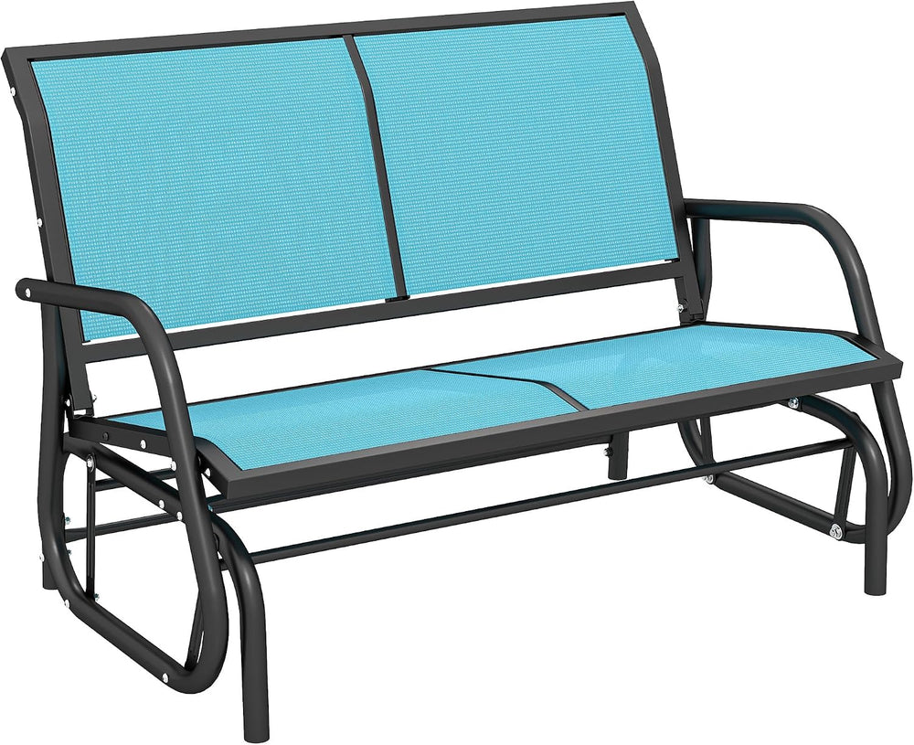 Outsunny 2-Person Outdoor Glider Bench with Steel Frame, Blue