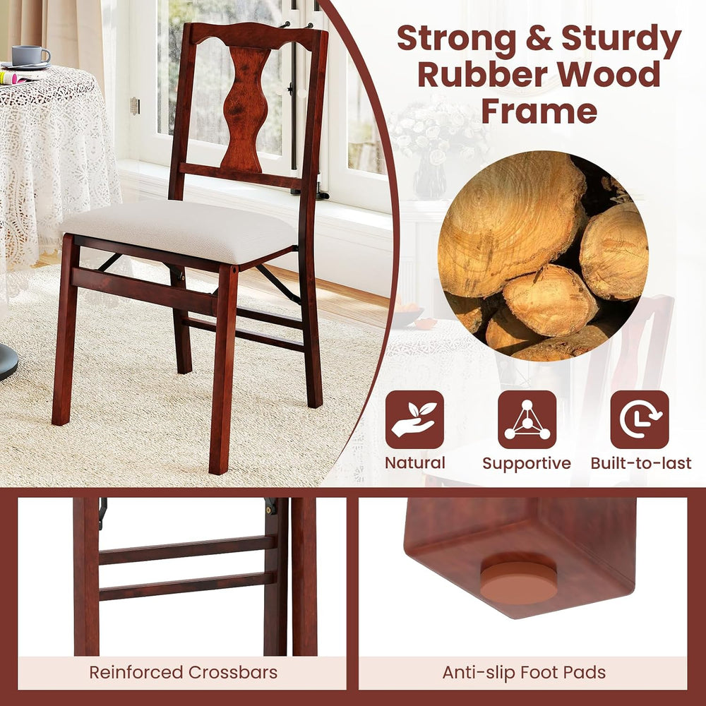 GIANTEX Folding Dining Chairs Set of 4, Upholstered Dining Chairs with Comfy ...