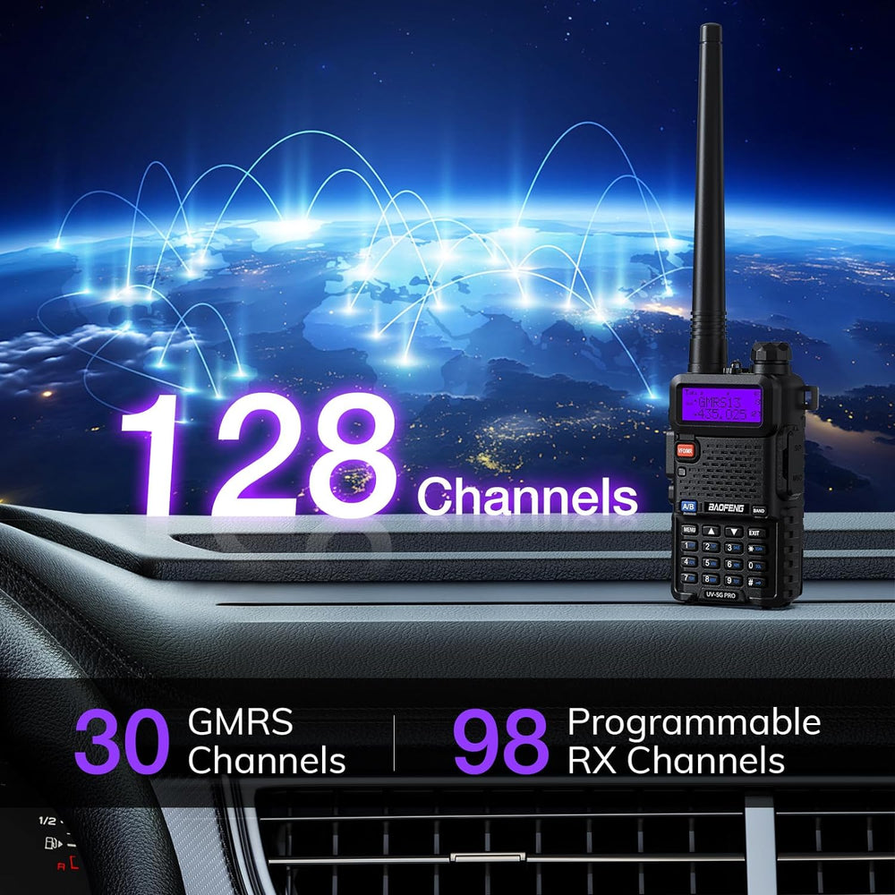 BAOFENG UV-5G PRO GMRS Handheld Radio, Long Range Repeater Capable, 1 Pack